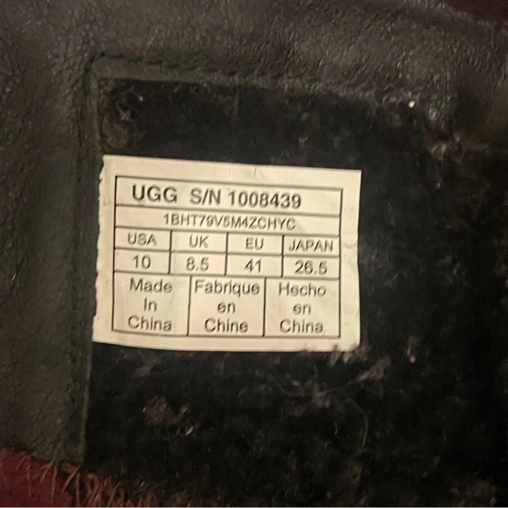 UGG Simmens Brushed Leather Lined Buckle‎ Boots in Black Women's 10